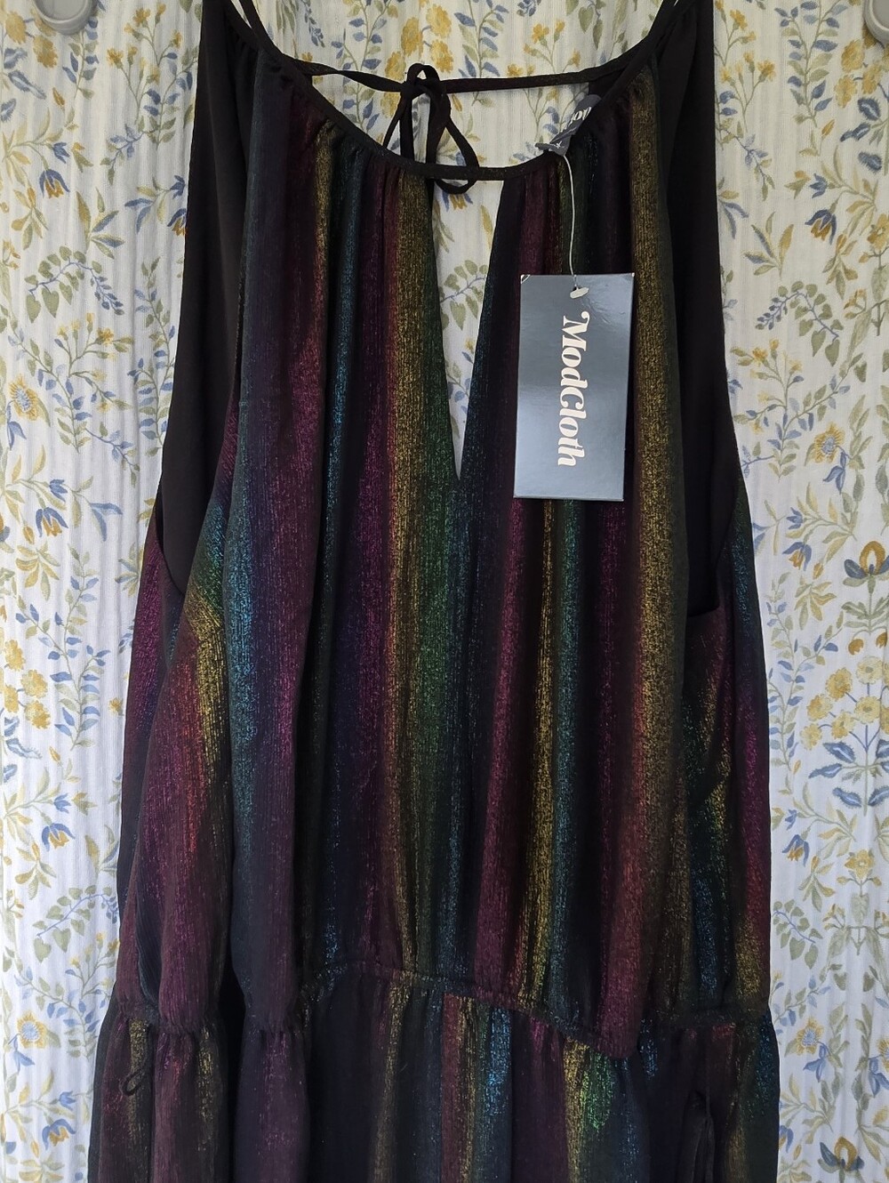 ModCloth Iridescent Rainbow Wide Leg Jumpsuit NWT 2X Metallic Shimmer